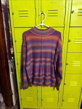 beachlunchlounge Striped Crew-Neck Sweater in Purple and Orange